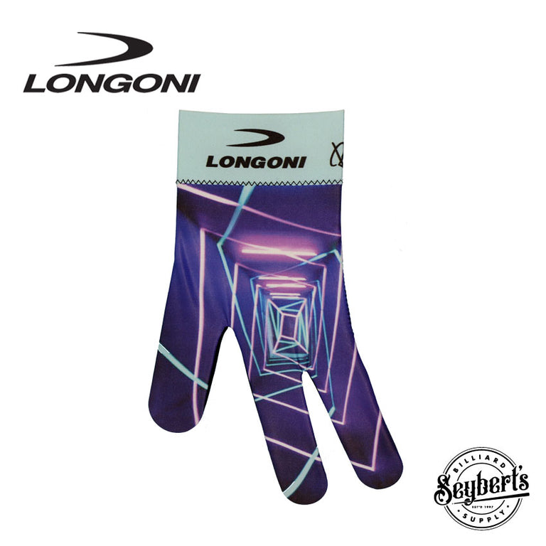 Longoni Left Hand Billiard Glove - Blue Neon Prisms