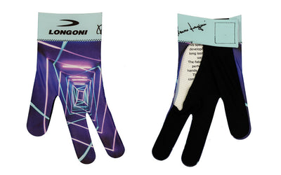 Longoni Left Hand Billiard Glove - Blue Neon Prisms
