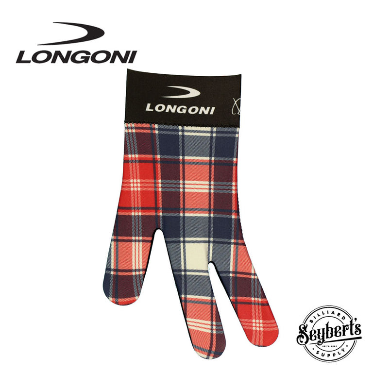 Longoni Left Hand Billiard Glove - Blue/Red Checkered