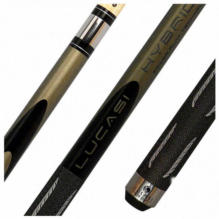 Lucasi Hybrid Black Mist and Metallic Silver Pool Cue with Sport Wrap - L-H40