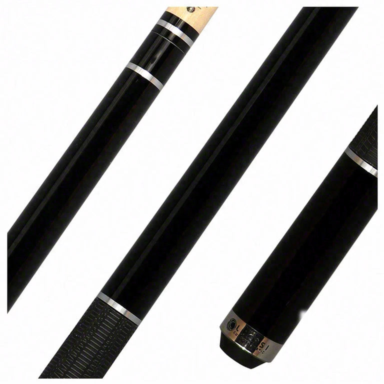 Lucasi Hybrid Midnight Black and Silver Rings Pool Cue with Sport Wrap - LHE10