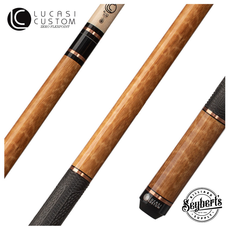 Lucasi Hybrid Apitong and Rose Gold Rings Cue with Fusion G5 Wrap Pool Cue