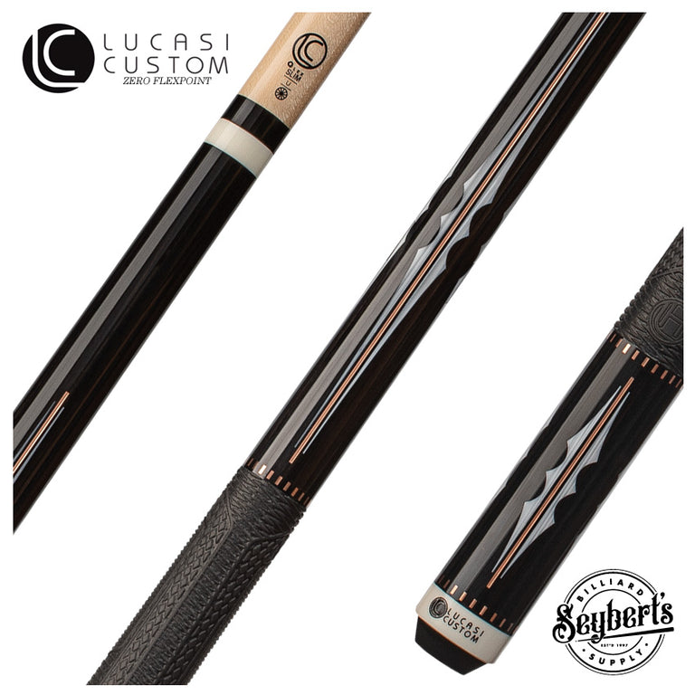 Lucasi Hybrid Midnight Black with 4pt Imitation Bone/Rose Gold Inlays Blade and Fusion G5 Sport Grip Wrap Pool Cue