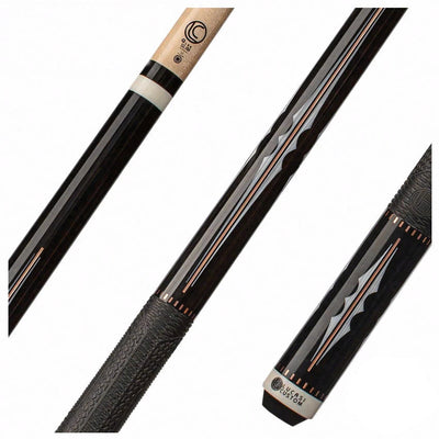 Lucasi Hybrid Midnight Black with 4pt Imitation Bone/Rose Gold Inlays Blade and Fusion G5 Sport Grip Wrap Pool Cue