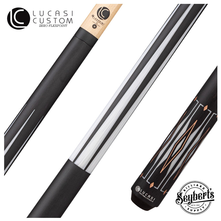 Lucasi Hybrid Matte Charcoal and Imitation Bone with Rose Gold Accent Inlays Wrapless Pool Cue