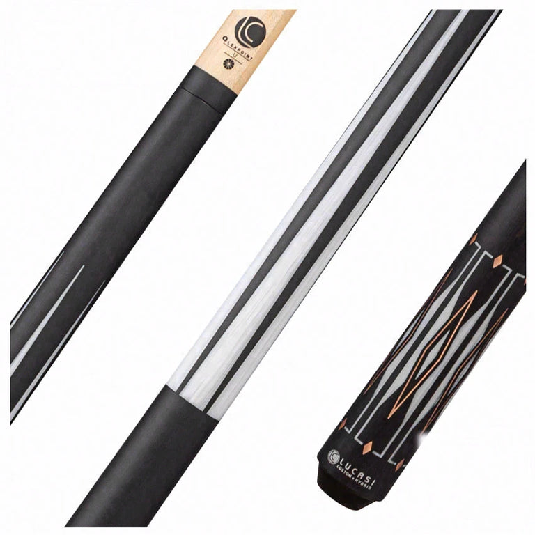 Lucasi Hybrid Matte Charcoal and Imitation Bone with Rose Gold Accent Inlays Wrapless Pool Cue