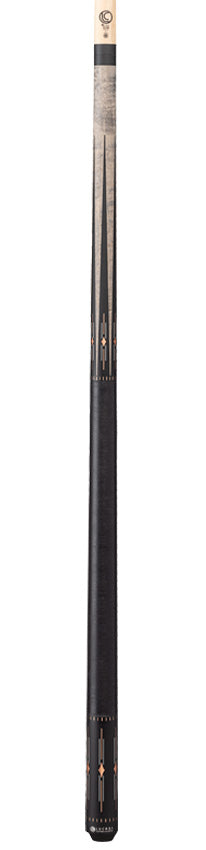 Lucasi Hybrid Matte Charcoal Birdseye with White/Rose Gold Inlays and Black Linen Wrap Pool Cue