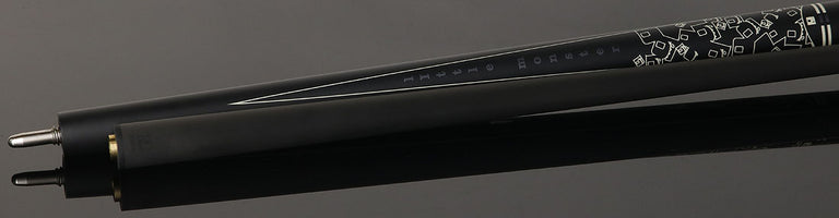 Little Monster Matte Black with 2 White Points Graphics No Wrap Play Cue with Carbon Fiber Shaft