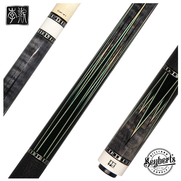 KF-CUE (AWENS CUSTOM CUES) バーズアイ.エボニー6剣 Cuelees Phantom Sword 2 Pool Cue with Genuine Shark Skin Wrap - LS