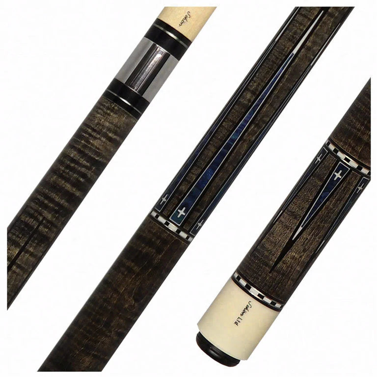 Schon Pool Cue - Grey Stain with Blue Points - LTD2300-3GREY