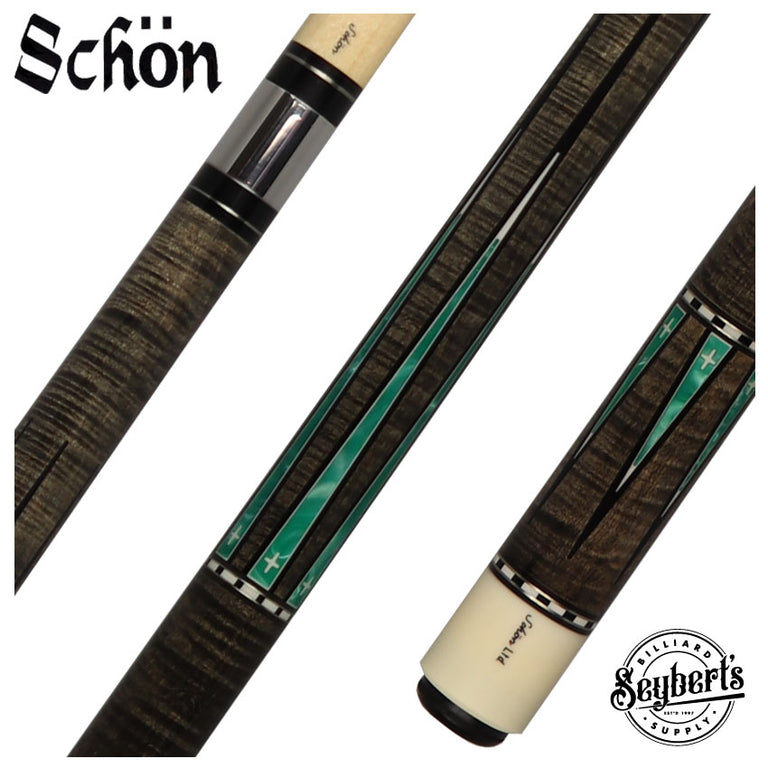 Schon LTD2300-4GREY Pool Cue - Grey Stain with Teal Points