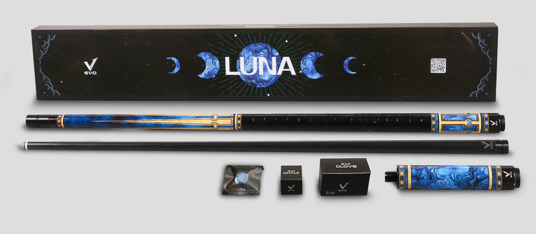 EVO Luna Sapphire Gate Leather Wrap Pool Cue Maxbing Edition