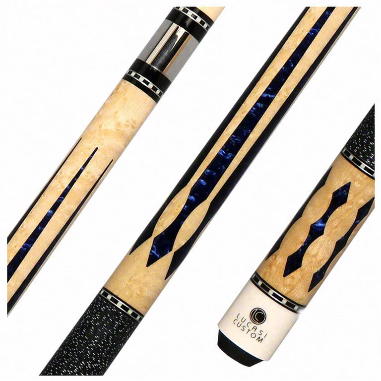 Lucasi Zero Flexpoint Birdseye Maple with Blue Luster Pool Cue - LZ2004NB