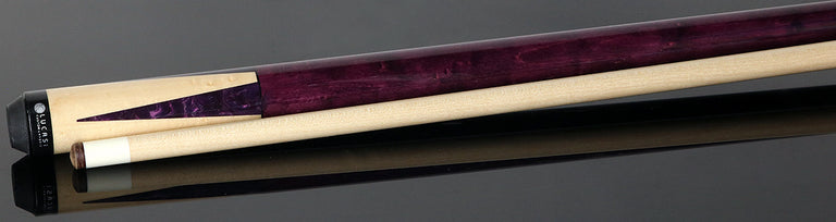Lucasi Zero Flexpoint Natural Birdseye Maple with Purple Crush Inlays and Purple Birdseye Wrapless Pool Cue - LZC17