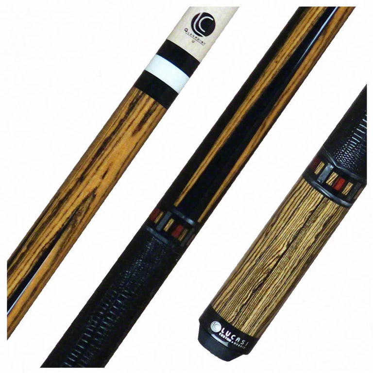 Lucasi  Zero Flexpoint Bocote with Silver Crush Inlays and Black Embossed Snake Wrap Pool Cue - LZC26