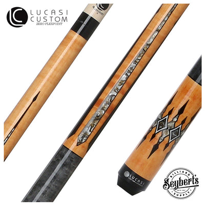 Lucasi Custom Gray-Stained Birdseye and Natural/Lucite Gray Wrapless Pool Cue