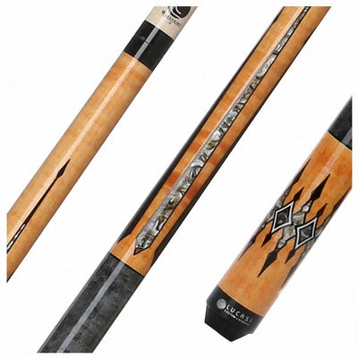 Lucasi Custom Gray-Stained Birdseye and Natural/Lucite Gray Wrapless Pool Cue