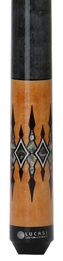 Lucasi Custom Gray-Stained Birdseye and Natural/Lucite Gray Wrapless Pool Cue