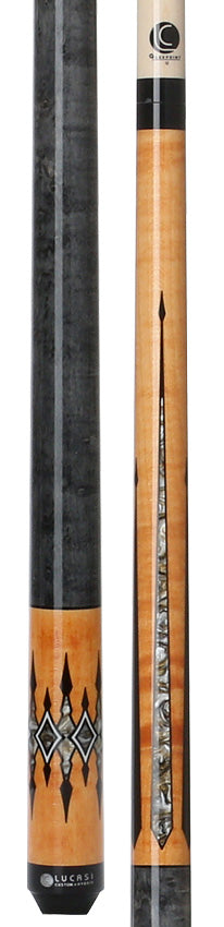 Lucasi Custom Gray-Stained Birdseye and Natural/Lucite Gray Wrapless Pool Cue