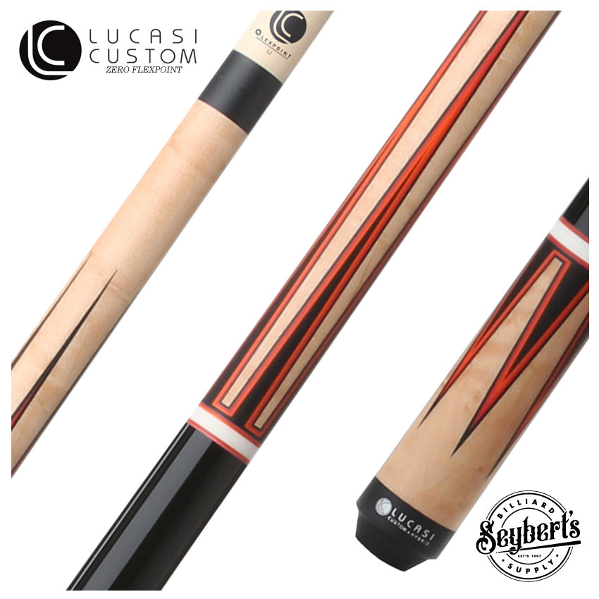 l*l様 オールドLucasiキュー Lucasi Custom Black and Antique Birdseye/Red Orange Wrapless Pool