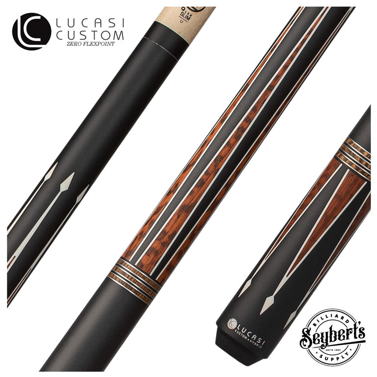 Lucasi Custom Matte Black and Snakewood/Zebrawood Wrapless Pool Cue