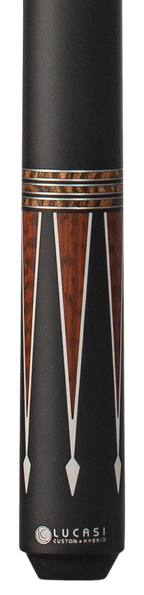 Lucasi Custom Matte Black and Snakewood/Zebrawood Wrapless Pool Cue