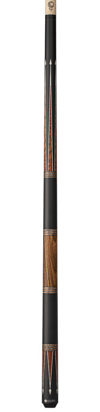 Lucasi Custom Matte Black and Snakewood/Zebrawood Wrapless Pool Cue