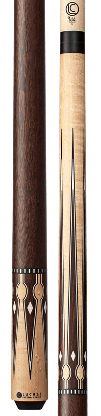 Lucasi Custom Matte Birdseye Maple and Black Palm/Imitation Bone Wrapless Cue Pool