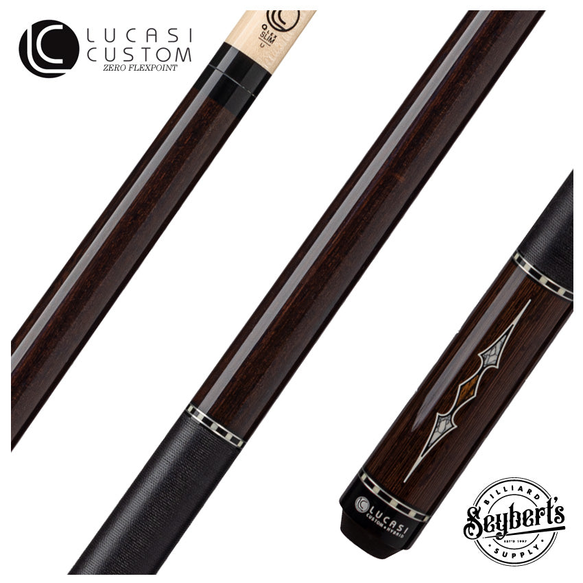 Lucasi Custom Black Palm & Bocote/White Recon Pool Cue with Black