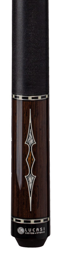 Lucasi Custom Black Palm & Bocote/White Recon Pool Cue with Black Linen Wrap