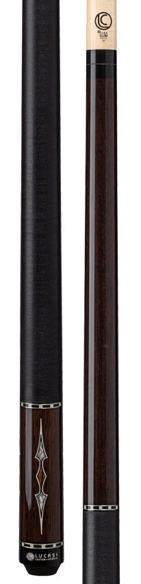 Lucasi Custom Black Palm & Bocote/White Recon Pool Cue with Black Linen Wrap