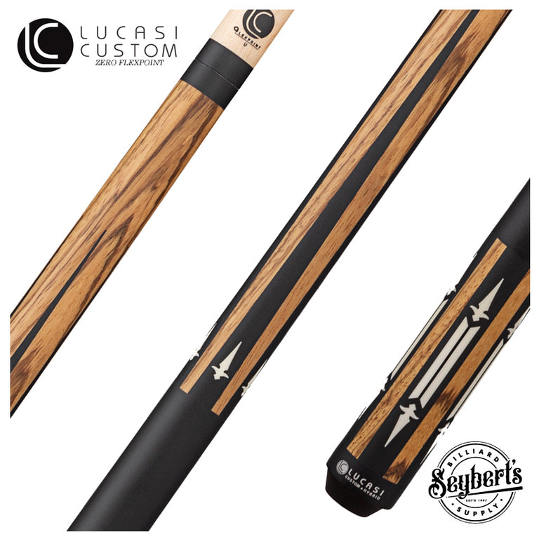 Lucasi Custom Matte Zebrawood, Black, and White Inlays Wrapless Pool Cue