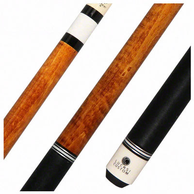 Lucasi Zero Flexpoint Antique Curly with Silver/White Rings and Black Linen Wrap Pool Cue - LZCB7