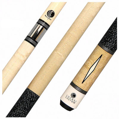 Lucasi  Zero Flexpoint Natural Birdseye Maple with Imitation Bone Inlays and Black and White Linen Wrap Pool Cue - LZD2