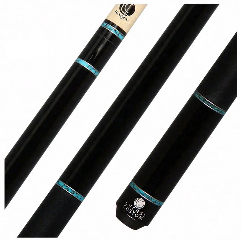 Lucasi LZD5 Zero Flexpoint Midnight Black with Turquoise Recon and Black Linen Wrap Pool Cue - LZD5