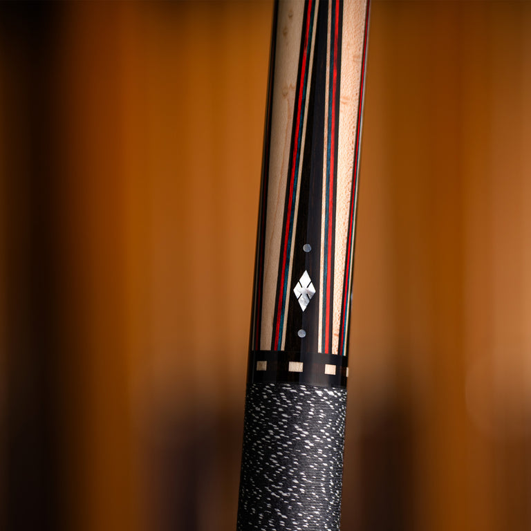 McDermott 50th Anniversary Series Birdseye Maple with Ebony Points and Mother of Pearl Inlays Pool Cue with Maple Shaft and Commemorative 1x1 Case