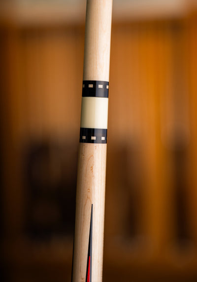McDermott 50th Anniversary Series Birdseye Maple with Ebony Points and Mother of Pearl Inlays Pool Cue with Maple Shaft and Commemorative 1x1 Case