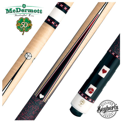 McDermott 50th Anniversary Series Curly Maple with Ebony Points Cue with all Maple Shaft and Commemorative 1x1 Case
