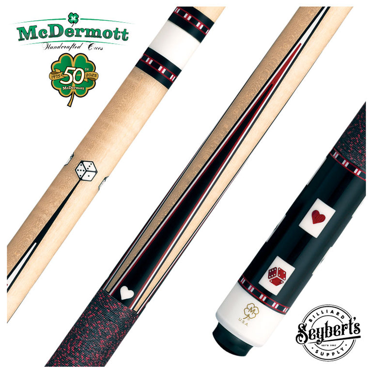 McDermott 50th Anniversary Series Curly Maple with Ebony Points Cue with all Maple Shaft and Commemorative 1x1 Case