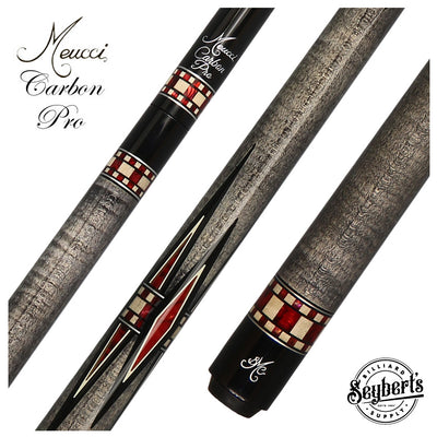 Mini Meucci Cue - Grey - Red Diamond - No Wrap - Pro Carbon Shaft