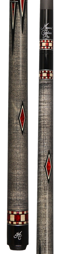 Mini Meucci Cue - Grey - Red Diamond - No Wrap - Pro Carbon Shaft