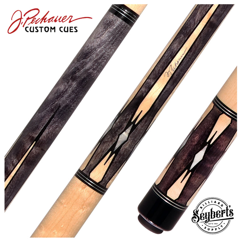 Pechauer Pro R Series Smoke-Stained Maple with Maple Points and Pearl Diamonds No Wrap Pool Cue