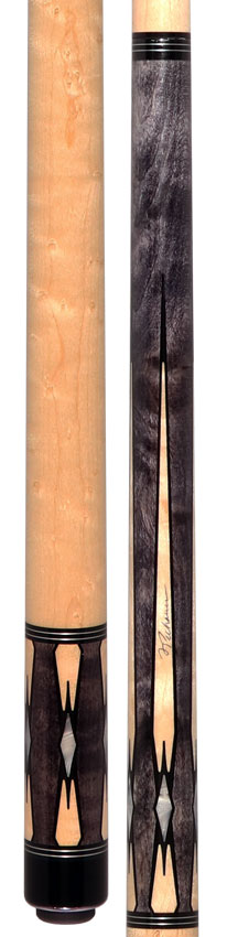 Pechauer Pro R Series Smoke-Stained Maple with Maple Points and Pearl Diamonds No Wrap Pool Cue