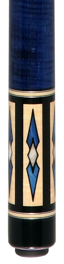 Pechauer Pro R Series Ebony-Stained Maple with Maple Points and Blue Stained Maple Wrap Section Pool Cue