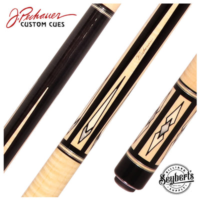 Pechauer Pro R Series Ebony-Stained Maple with Maple Points and Pearl Diamonds No Wrap Pool Cue