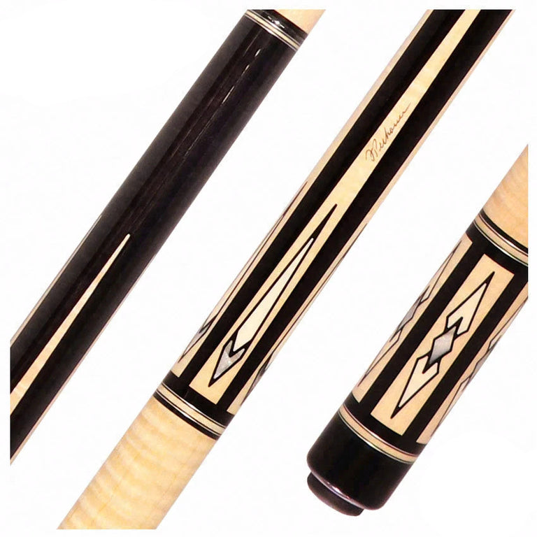 Pechauer Pro Series P11R Ebony-Stained Maple with Maple Points and Pearl Diamonds No Wrap Pool Cue