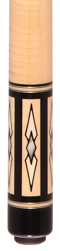 Pechauer Pro R Series Ebony-Stained Maple with Maple Points and Pearl Diamonds No Wrap Pool Cue