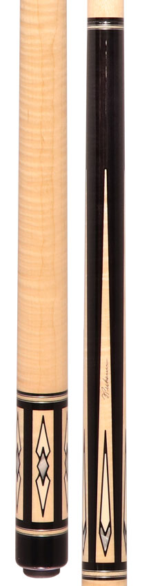 Pechauer Pro R Series Ebony-Stained Maple with Maple Points and Pearl Diamonds No Wrap Pool Cue