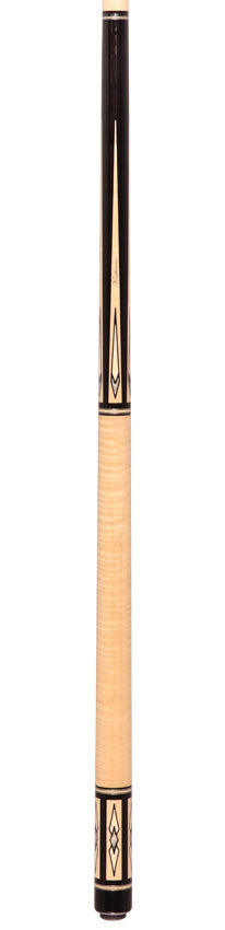 Pechauer Pro R Series Ebony-Stained Maple with Maple Points and Pearl Diamonds No Wrap Pool Cue