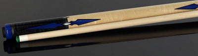 Pechauer Pro R Series Carbon Stained Maple with Blue Juma Points and Natural Maple Wrapless Pool Cue - P12R